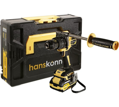 Дрель акк б/щ уд. Hanskonner PLATINUM, 18В, 1BatterySystem, 165Нм, 2х4Ач, кейс HS HCD20165PRO